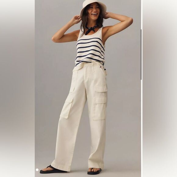 FRAME Relaxed High-Rise Straight-Leg Cargo Jeans - Picture 1 of 7